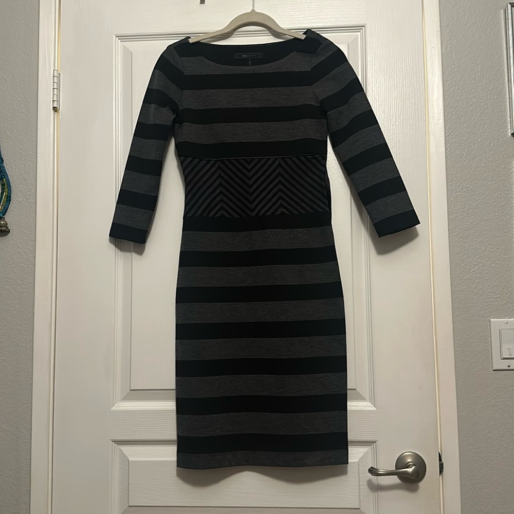 Body con black and grey geometric dress by BCBG